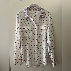 Equipment Silk White Shirt with Red and Black Ladybug Pattern